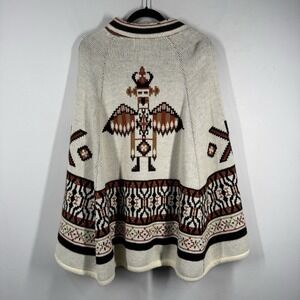 Vtg 70s Sturbridge Aztec Kachina Poncho Sweater Womens Boho Hippie Heritage O/S